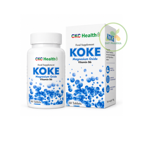 KOKE Magnesium Oxide - Bổ sung Magie, Vitamin B6 & D3 Hộp 60 viên