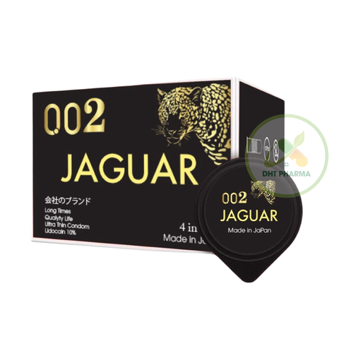 Bao cao su Nhật Bản JAGUAR 0.02 Lidocain 10% gân gai nổi (Hộp 10 chiếc)