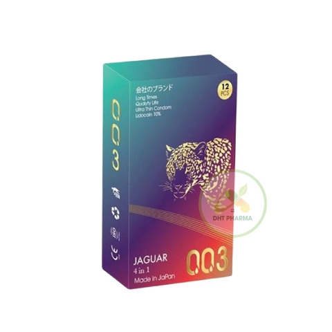 Bao cao su gân gai Nhật Bản JAGUAR 0.03 Lidocain 10% siêu mỏng, kéo dài thời gian