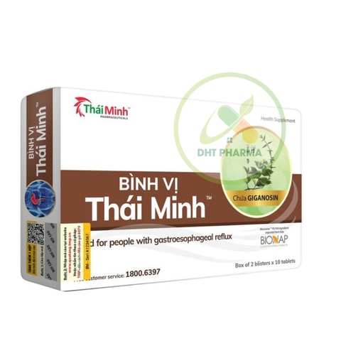 Bình vị Thái Minh cho người trào ngược dạ dày, viêm loét dạ dày (Hộp 2 vỉ x 10 viên)