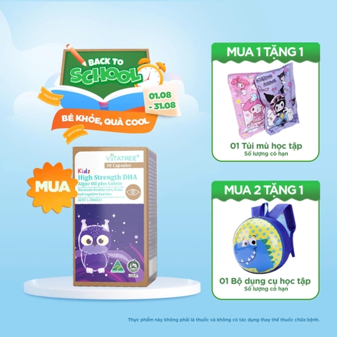 Kids High Strength DHA Algae Oil plus Lutein VITATREE tốt cho não bộ, mắt, nhận thức của trẻ