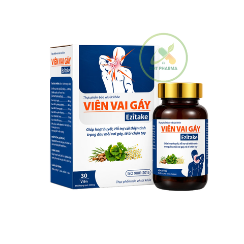 Viên Vai Gáy Ezitake - Hỗ Trợ Hoạt Huyết, Giảm Đau Mỏi Vai Gáy, Tê Bì Chân Tay Hộp 30 Viên
