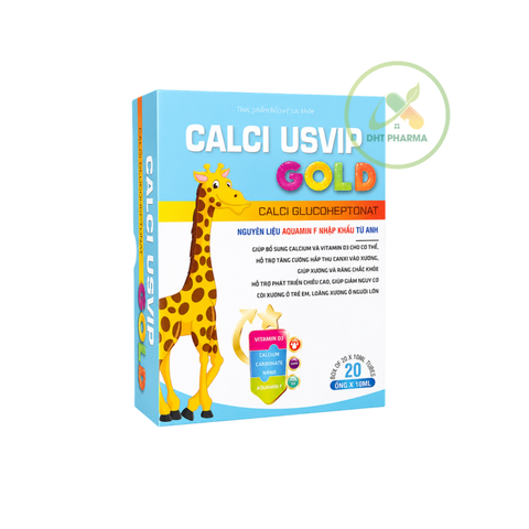 Dung Dịch Uống Bổ Sung Canxi Calci USVIP Gold - Hỗ Trợ Xương Chắc Khỏe, Phát Triển Chiều Cao (Hộp 20 Ống)