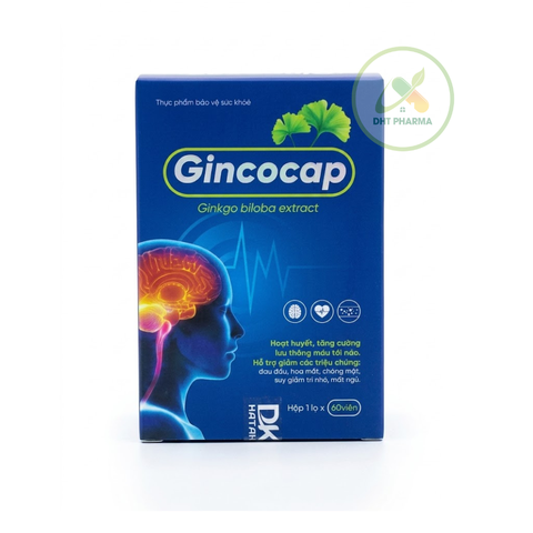 Gincocap Ginkgo Biloba Extract 60 Viên - Hỗ Trợ Tuần Hoàn Não, Tăng Cường Trí Nhớ, Giảm Đau Đầu Chóng Mặt