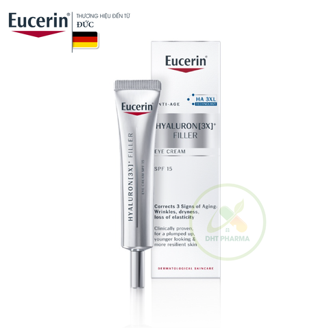 Kem dưỡng giảm nếp nhăn vùng mắt Eucerin Hyaluron [3X]+ Filler Eye Cream SPF15 (Tube 15ml)