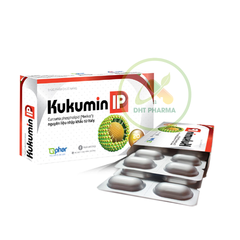 Kukumin IP hỗ trợ điều trị viêm loét dạ dày - tá tràng, trào ngược dạ dày thực quản (Hộp 2 vỉ x 10 viên)