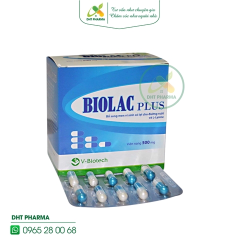 Biolac Plus bổ sung lợi khuẩn, L-Lysine cân bằng hệ vi sinh đường ruột (Hộp 10 vỉ x 10 viên)