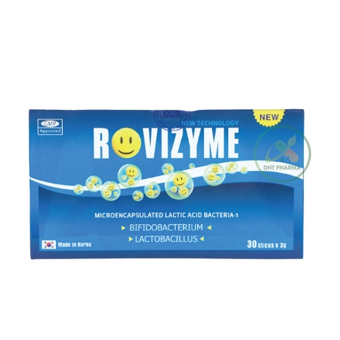 Men vi sinh ROVIZYME bổ sung lợi khuẩn, chất xơ hỗ trợ tiêu hóa, giảm táo bón (Hộp 30 gói 3g)