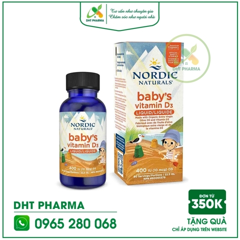 Nordic Naturals Baby’s Vitamin D3 - Bổ sung vitamin D3 giúp xây dựng hệ xương vững chắc cho trẻ  (Chai 22.5ml)
