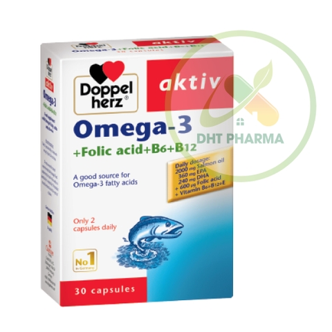 Aktiv Omega-3 + Folic acid + B6 + B12 hỗ trợ tăng cường sức khỏe tim mạch và não bộ (Hộp 30 viên)