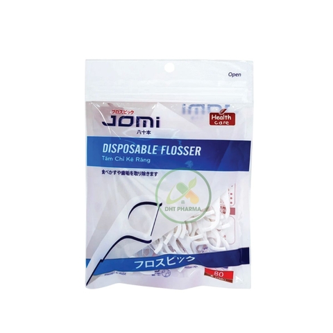 Tăm Chỉ Kẽ Răng Jomi Disposable Flosser sạch mảng bám trên răng hiệu quả (Gói 80 cái)