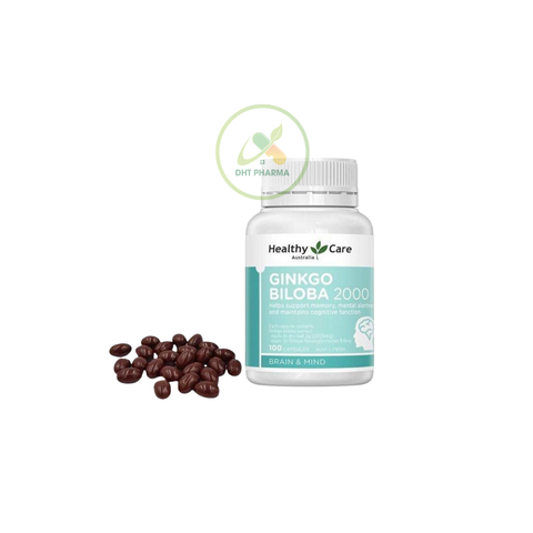 TPBVSK Ginkgo Biloba 2000mg Healthy Care Hỗ Trợ Bổ Não, Tăng Cường Lưu Thông Máu (Lọ 100 viên)