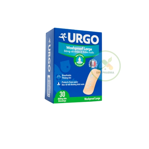 Băng cá nhân ít thấm nước Urgo Waterproof Large (Hộp 30 cái)