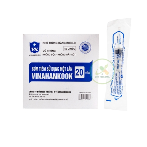 Bơm tiêm sử dụng một lần VINAHANKOOK 20ml/cc (Hộp 50 cái)