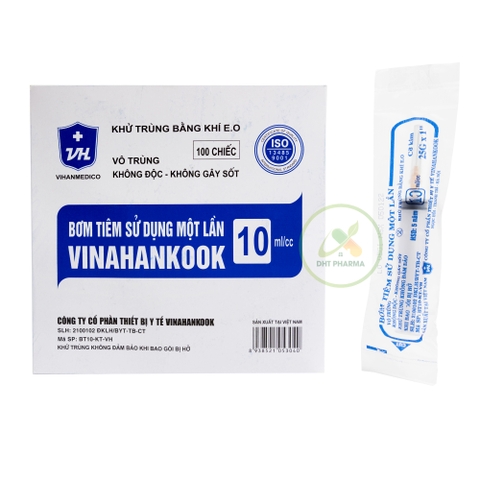 Bơm tiêm sử dụng một lần VINAHANKOOK 10ml/cc (Hộp 100 cái)