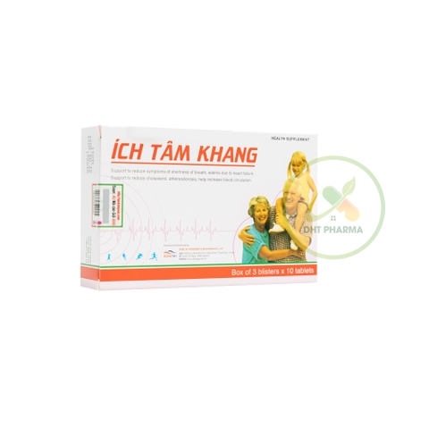 Ích Tâm Khang hỗ trợ tăng cường chức năng tim cho người bệnh tim mạch (Hộp 3vỉ x 10viên)