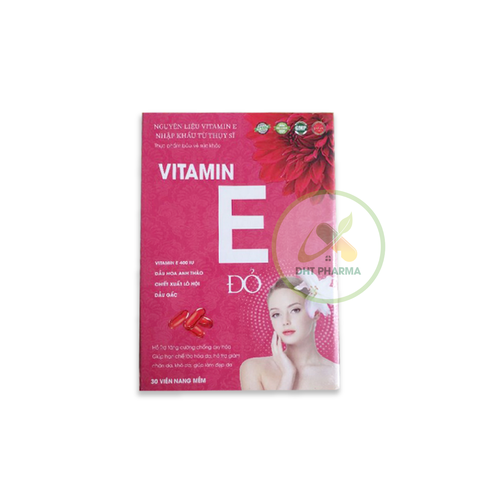 Vitamin E Đỏ hỗ trợ hạn chế lão hóa da, giảm nhăn da, khô da, làm đẹp da (Hộp 30 viên)