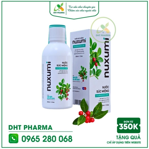 Nước Súc Miệng NUXUMI Chlorhexidine 0.12% - Sát Khuẩn Mạnh Mẽ, Phòng Ngừa Viêm Nướu, Hôi Miệng (Chai 280ml)
