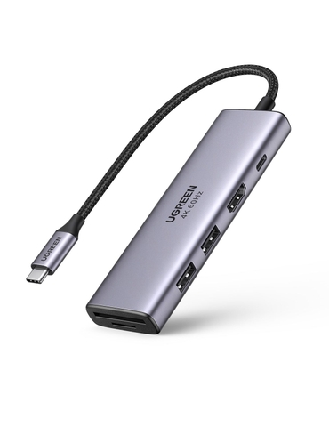 Thiết bị mở rộng Type-C 5 in 1 Sang HDMI 4K@60HZ + USB 3.0*2 + SD/TF + PD 100W Ugreen 60384 cao cấp