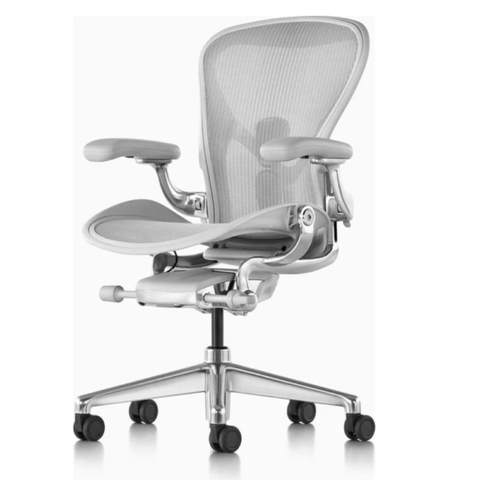 Ghế Herman Miller Aeron - Chân Nhôm, Khung Nhôm, Màu Mineral White (Trắng)