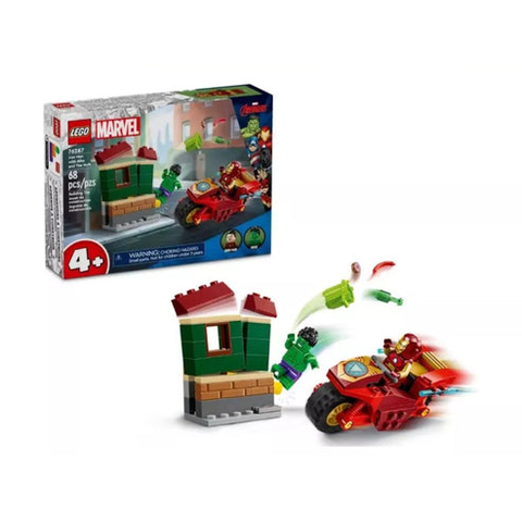 Bộ Mô Hình LEGO SUPERHEROES Iron Man với Xe Máy & The Hulk #76287