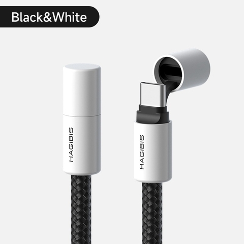 HAGIBIS USB C để USB C cáp với chống bụi hợp kim nắp bảo vệ 240W Loại C Cáp PD 3.1 - Trắng -Đen