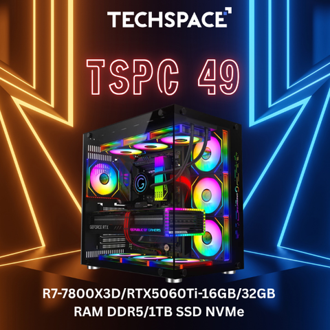 Gaming PC TSPC 49 (R7-7800X3D/RTX5060Ti-16GB/32GB RAM DDR5/1TB SSD NVMe)