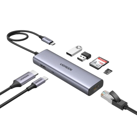 Bộ Chuyển Đổi USB Type-C sang HDMI+SD+TF+2 cổng USB 3.0+RJ45 Ugreen #90568