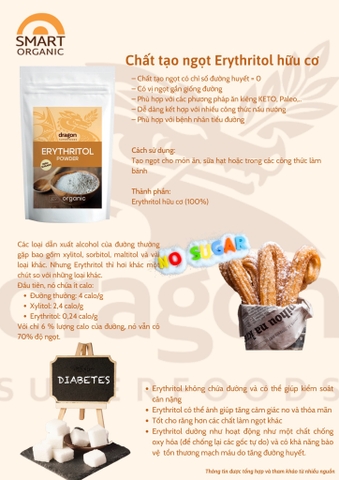 ĐƯỜNG ĂN KIÊNG ERYTHRITOL 250G - DRAGON SUPERFOODS