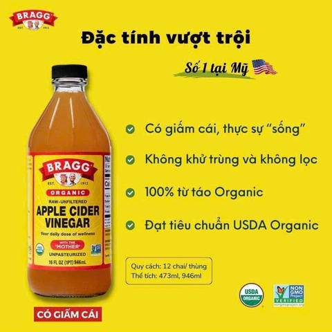 GIẤM TÁO HỮU CƠ BRAGG 473 ML