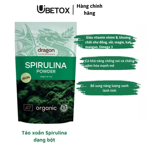 Bột tảo xoắn Spirulina hữu cơ 200g Dragon superfood