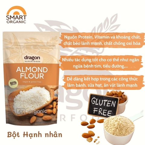 Bột hạnh nhân 50% protein 200gr Dragon superfoods