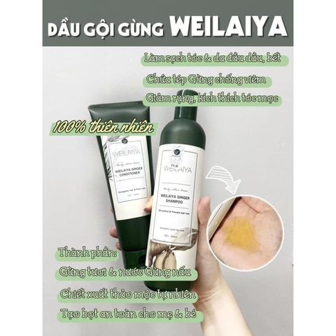 Bộ dầu gội - dầu xả gừng trắng Weilaiya