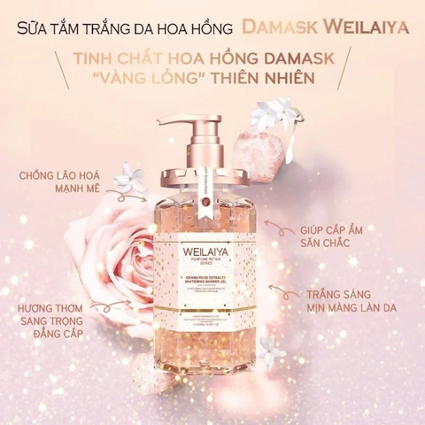 Sữa tắm trắng da cánh hoa hồng Damask Weilaiya  450ml