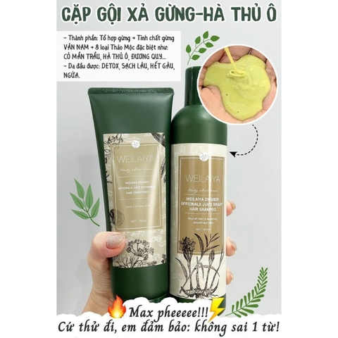 Cặp dầu gội - dầu xả gừng hà thủ ô Weilaiya