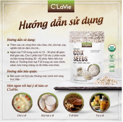 Hạt ý dĩ hữu cơ C’lavie gói 200g