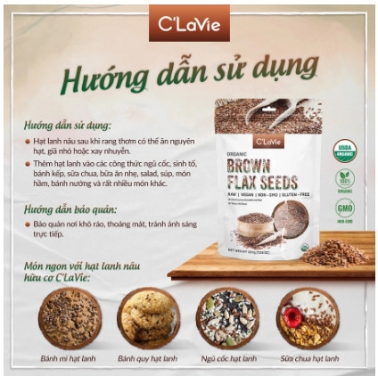 Hạt lanh nâu hữu cơ 200gr - C'LaVie