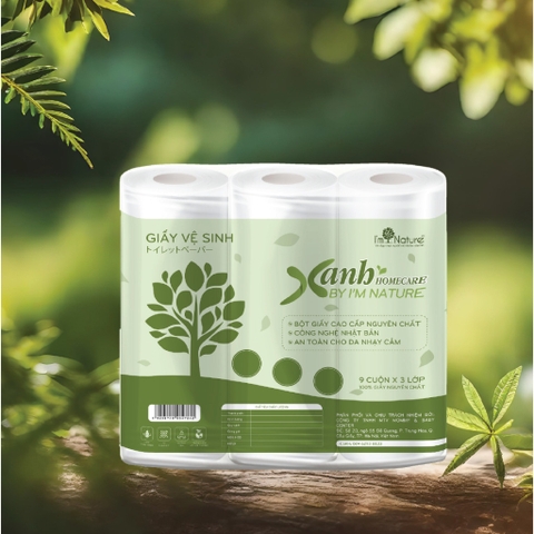 9 CUỘN GIẤY VỆ SINH XANH HOMECARE