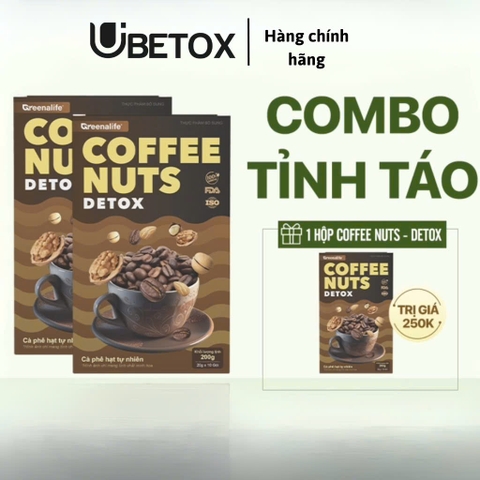 Cà phê Coffee Nuts - Detox, Cafe mix hạt dinh dưỡng đậm đà hỗ trợ sức khỏe hộp 10x20GR