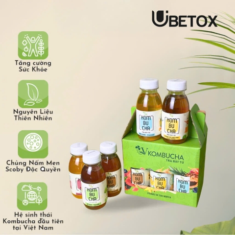 Pack 6 chai trà Vkombucha Light mix vị