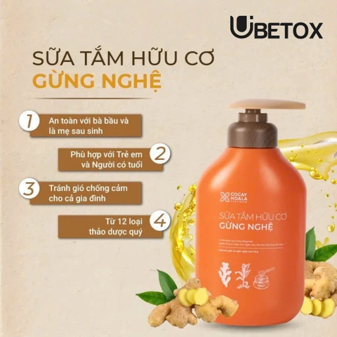 Sữa Tắm Hữu Cơ Gừng Nghệ - Cỏ Cây Hoa Lá