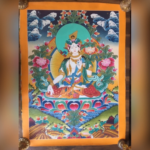 Tranh Thangka Bạch Độ 2 - Tranh Vẽ Tay