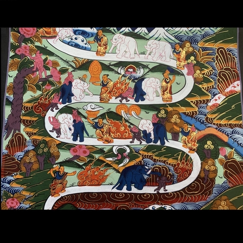 Tranh Thangka Con Đường Tu Thiền - Tranh Vẽ Tay