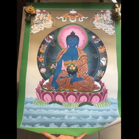 Tranh Thangka Dược Sư - Tranh Vẽ Tay