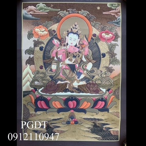 Tranh Thangka Kim Cang Tát Đỏa vẽ tay Nepal