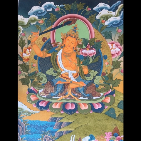 Tranh Thangka Văn Thù 2 - Tranh Vẽ Tay