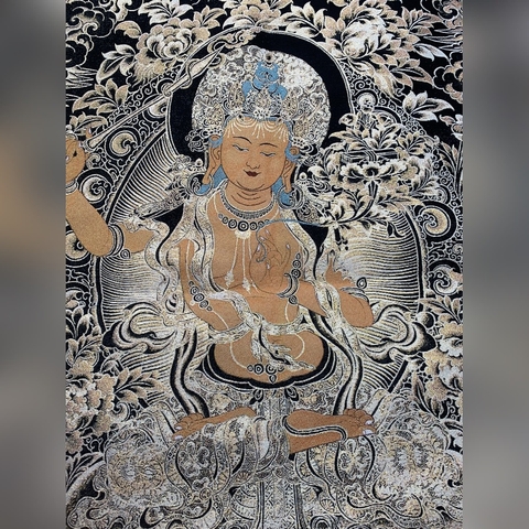 Tranh Thangka Văn Thù - Tranh Thêu