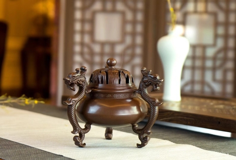 Đỉnh trầm Tam Long (lư hương đồng nghệ thuật) 