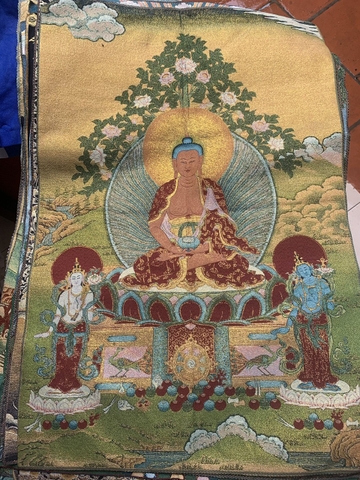 Tranh ThangKa thêu may Phật A Di Đà