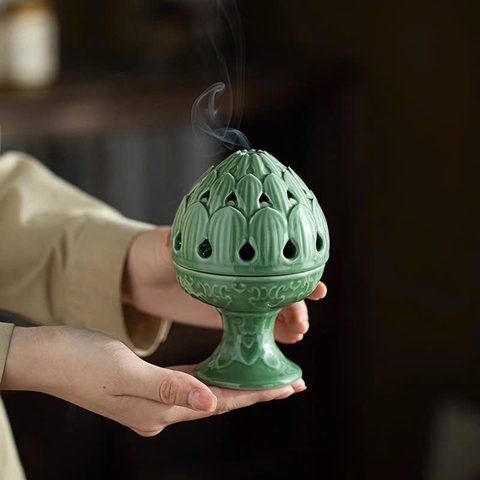 Lư trầm gốm Tuyết Liên 